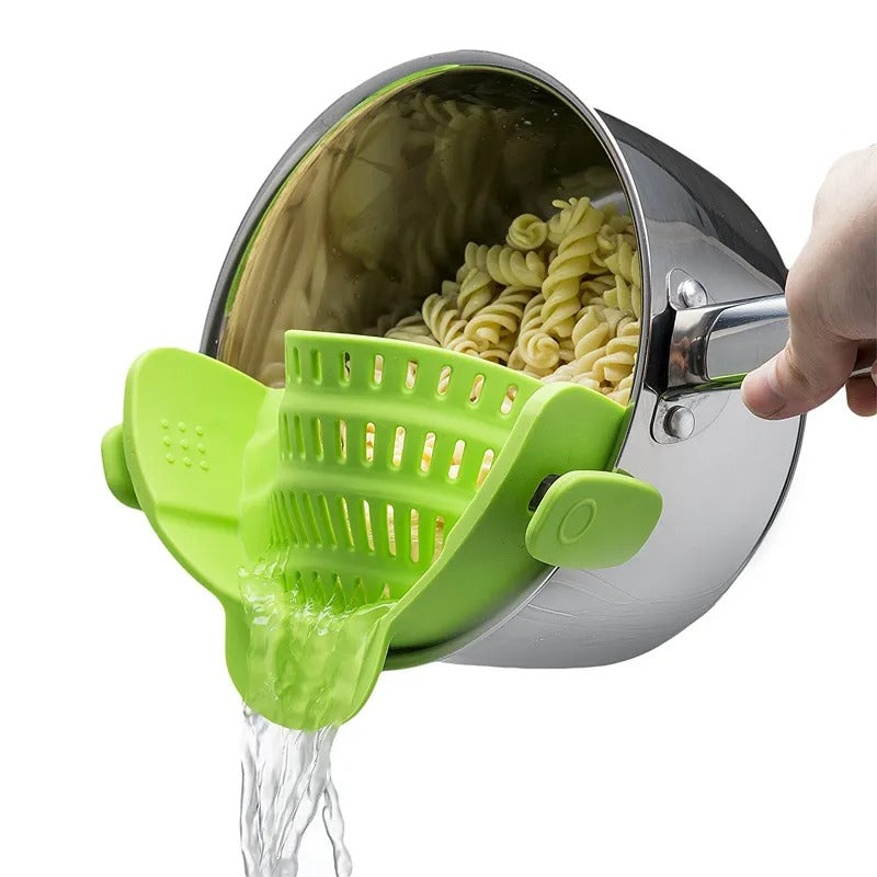 Kitchen Silicone Clip on Pan Pot Strainer