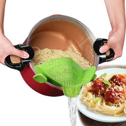 Kitchen Silicone Clip on Pan Pot Strainer